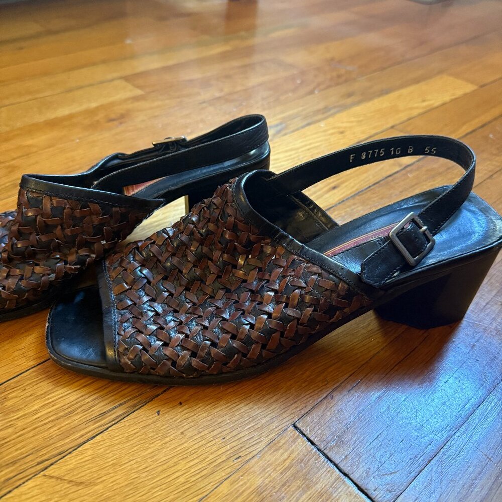 Vintage Cole Haan Woven Leather Slingback Heels